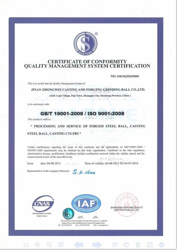 ISO9001: 2008 forjó la bola de pulido